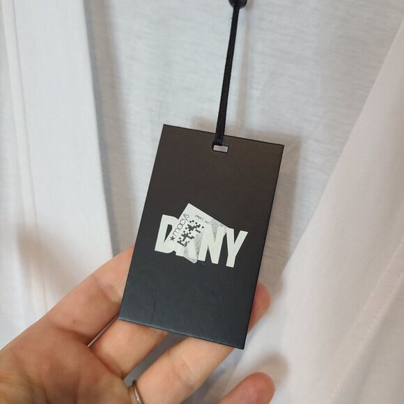 NWT DKNY Tunic Cover Up Womens Small White Cotton Modal V-Neck - Picture 4 of 7